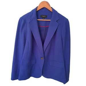 Womens Talbots Royal Blue blazer jacket sz 14 button front pockets collar casual